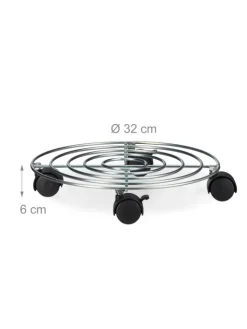 relaxdays Gartendekoration<Pflanzenroller in Silber - (H)6 x Ø 32 cm