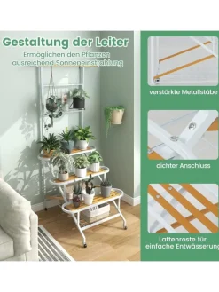 COSTWAY Pflanzen & Zubehör<Pflanzenständer mit Rankgitter 175cm in Weiß