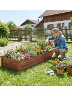 COSTWAY Pflanzen & Zubehör<Pflanzkasten 240x60x25cm in Braun