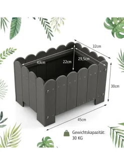 COSTWAY Pflanzen & Zubehör<Pflanzkübel 2er Set HDPE 45x32x30cm in Grau