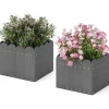 COSTWAY Pflanzen & Zubehör<Pflanzkübel 2er Set HDPE 32x30x25cm in Grau