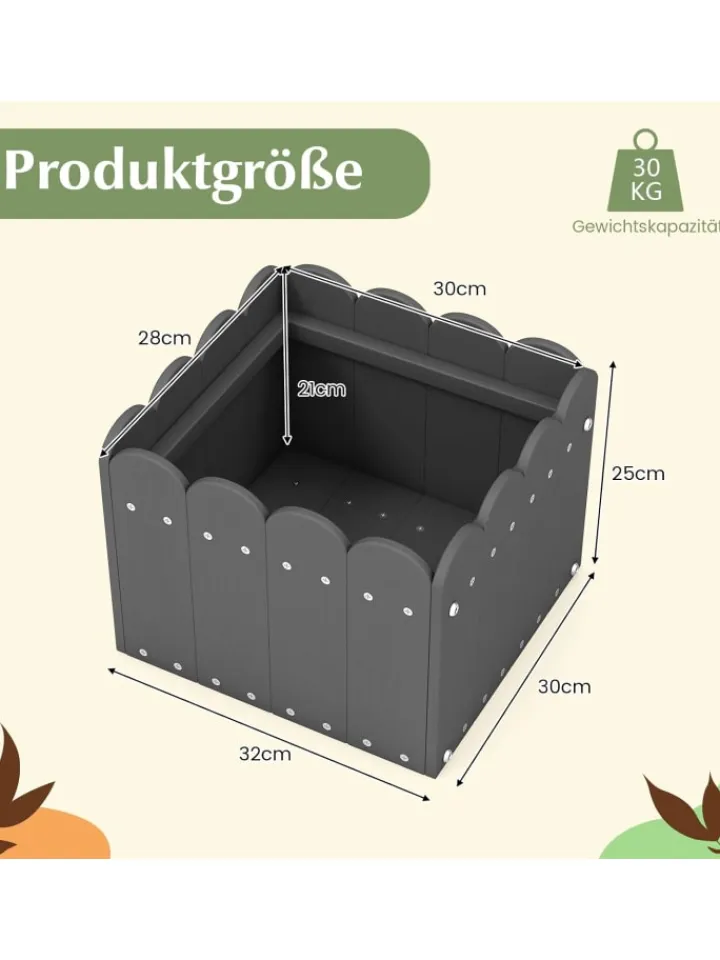 COSTWAY Pflanzen & Zubehör<Pflanzkübel 2er Set HDPE 32x30x25cm in Grau