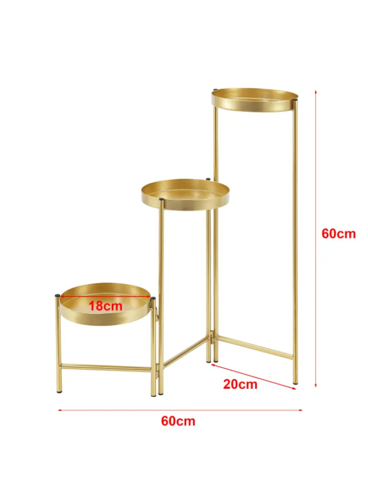 en.casa Pflanzen & Zubehör<Pflanzständer Kallo in Gold (H)60cm (B)60cm (T)18cm