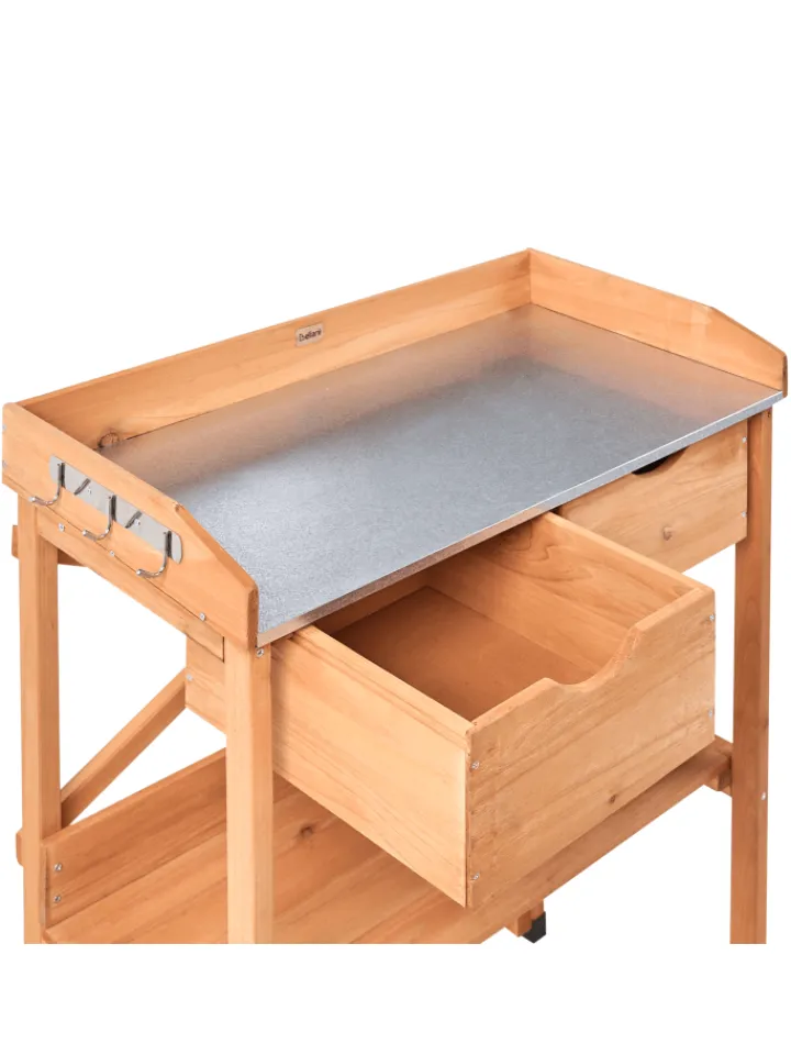 Beliani Pflanzen & Zubehör<Pflanztisch RAVANUSA in Braun - (W) 77 x (H) 89 x (L) 37 cm
