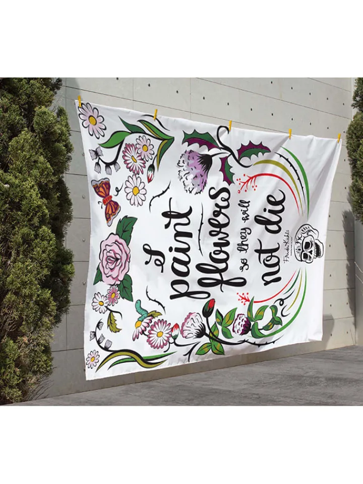 Tierra Bella Wohndecken & Plaids<Picknickdecke "Frida Flowers" in Weiß/ Bunt - (L)170 x (B)140 cm