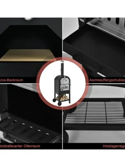 COSTWAY Grillen<Pizzaofen Outdoor in Schwarz