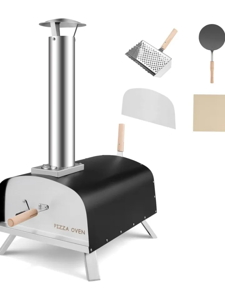 COSTWAY Grillen<Pizzaofen Outdoor in Schwarz