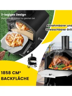 COSTWAY Grillen|Küchenelektronik<Pizzaofen Outdoor in Schwarz