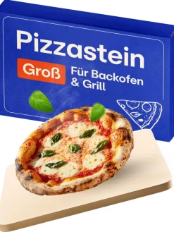 Praknu Grillen<Pizzastein eckig für Backofen und Grill - Für knusprigen Boden -