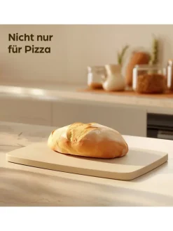 Praknu Grillen<Pizzastein eckig für Backofen und Grill - Für knusprigen Boden -
