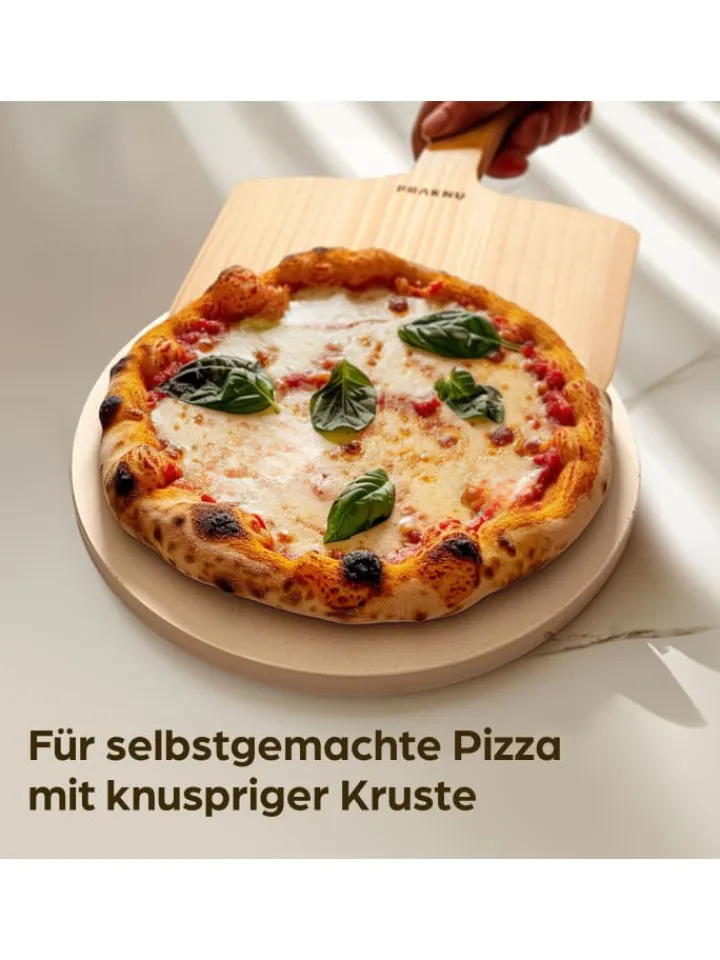 Praknu Grillen<Pizzastein für Backofen & Gasgrill inkl. Pizzasschieber - 2er Set