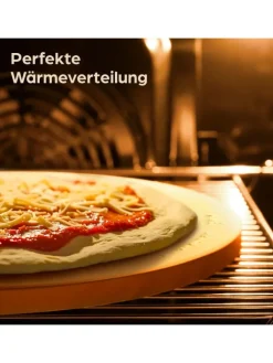 Praknu Grillen<Pizzastein für Backofen & Gasgrill inkl. Pizzasschieber - 2er Set