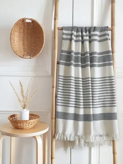 Framsohn Wohndecken & Plaids<Plaid "Boho Living - Zick Zack" in Anthrazit/ Weiß