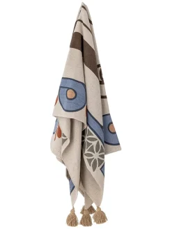 Bloomingville Wohndecken & Plaids<Plaid "Rudaur" in Blau/ Creme - (L)160 x (B)130 cm