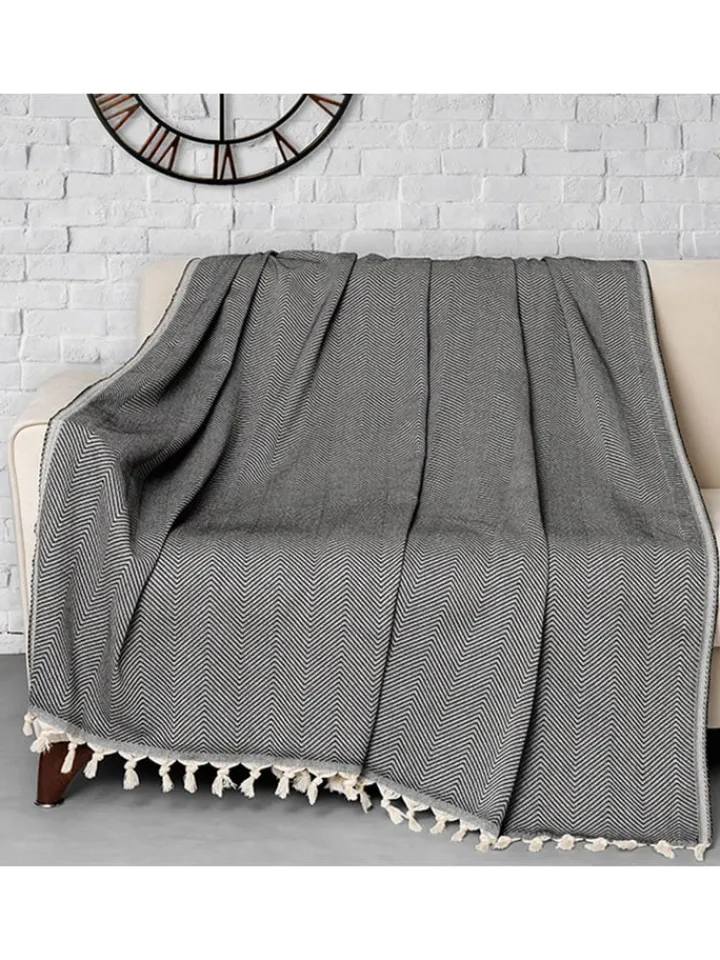 Mijolnir Wohndecken & Plaids<Plaid "Trendy" in Schwarz/ Creme