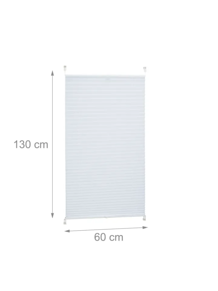 relaxdays Gardinen, Jalousien & Rollos<Plissee in Weiß - (L)130 x (B)60 cm