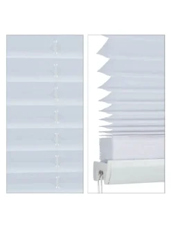 relaxdays Gardinen, Jalousien & Rollos<Plissee in Weiß - (L)130 x (B)60 cm