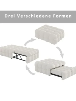 ABRIHOME Betten & Matratzen<Polsterbett in Beige mit ausziehbarer Schlaffunktion und Teddy-Stoff