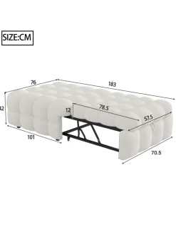 ABRIHOME Betten & Matratzen<Polsterbett in Beige mit ausziehbarer Schlaffunktion und Teddy-Stoff