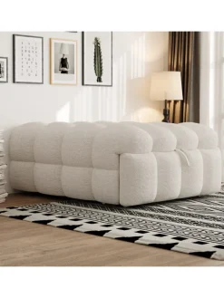 ABRIHOME Betten & Matratzen<Polsterbett in Beige mit ausziehbarer Schlaffunktion und Teddy-Stoff