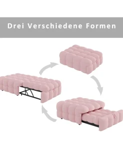 ABRIHOME Betten & Matratzen<Polsterbett in Rosa mit ausziehbarer Schlaffunktion und Teddy-Stoff