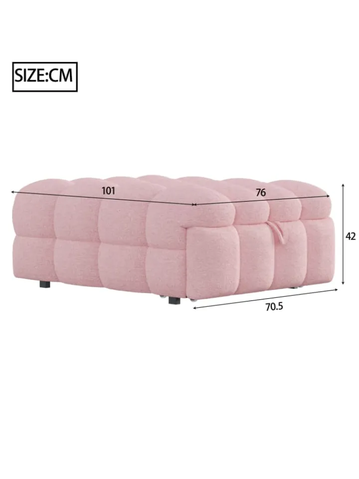 ABRIHOME Betten & Matratzen<Polsterbett in Rosa mit ausziehbarer Schlaffunktion und Teddy-Stoff