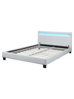 Corium Betten & Matratzen<Polsterbett Paris Kunstleder mit LED in Weiß (B)140cm