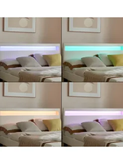 Corium Betten & Matratzen<Polsterbett Paris Kunstleder mit LED in Weiß (B)140cm