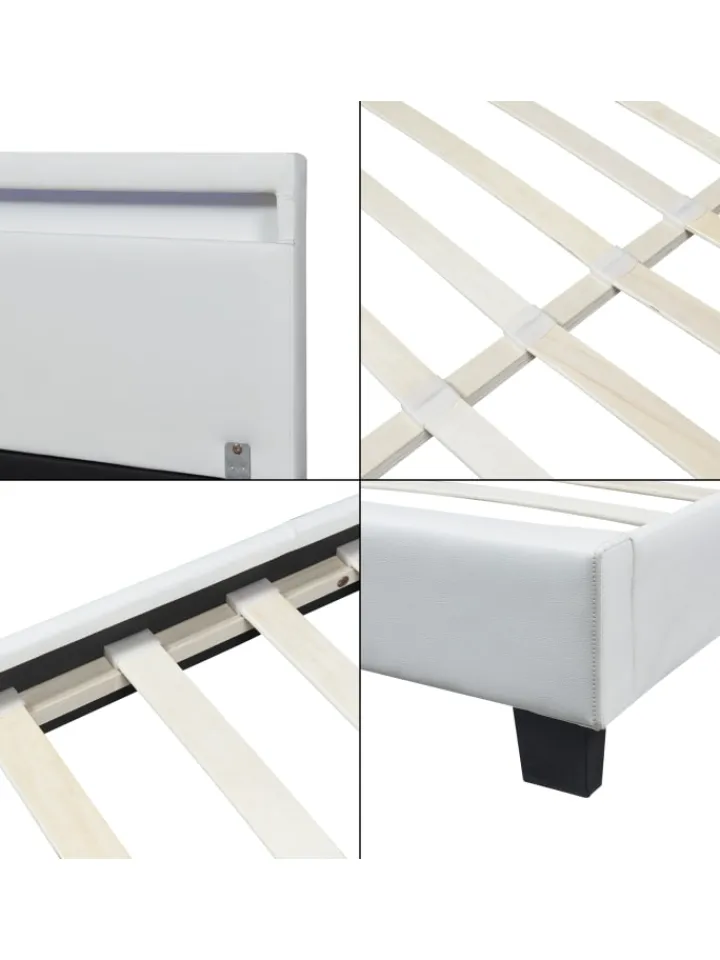 Corium Betten & Matratzen<Polsterbett Paris Kunstleder mit LED in Weiß (B)140cm