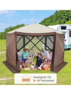 COSTWAY Gartenmöbel<Pop-up Pavillon 3,5x3,5m in Braun