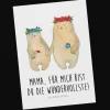 Mr. & Mrs. Panda Partyzubehör & -Dekoration<Postkarte Bären mit Blumenkranz mit Spruch in Weiß