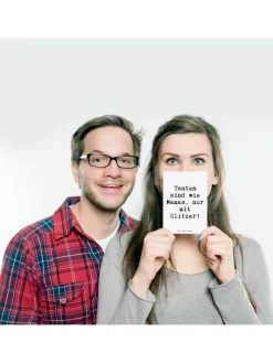 Mr. & Mrs. Panda Partyzubehör & -Dekoration<Postkarte Glitzernde Tante mit Spruch in Weiß