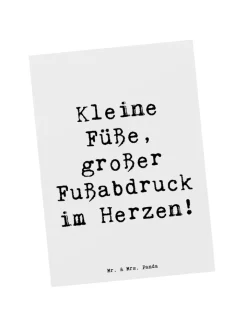Mr. & Mrs. Panda Partyzubehör & -Dekoration<Postkarte Kind Fußabdruck mit Spruch in Weiß