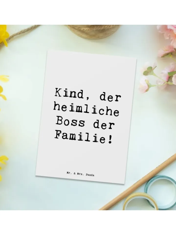 Mr. & Mrs. Panda Partyzubehör & -Dekoration<Postkarte Kind Heimliche Führungskraft mit Spruch in Weiß