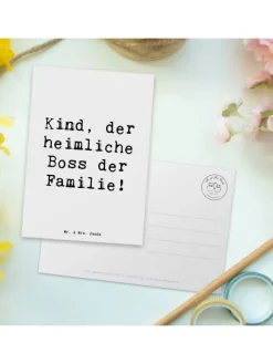 Mr. & Mrs. Panda Partyzubehör & -Dekoration<Postkarte Kind Heimliche Führungskraft mit Spruch in Weiß