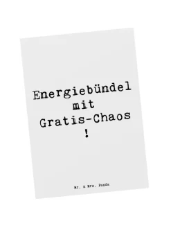 Mr. & Mrs. Panda Partyzubehör & -Dekoration<Postkarte Kinder Energiebündel mit Spruch in Weiß