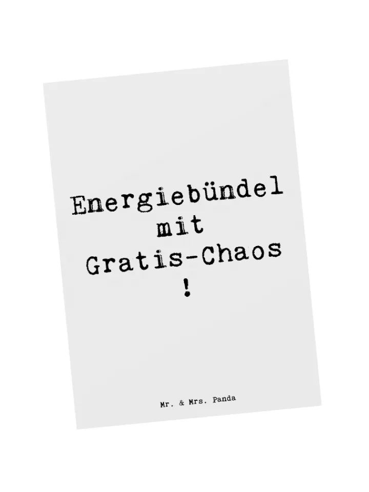 Mr. & Mrs. Panda Partyzubehör & -Dekoration<Postkarte Kinder Energiebündel mit Spruch in Weiß