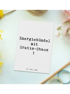 Mr. & Mrs. Panda Partyzubehör & -Dekoration<Postkarte Kinder Energiebündel mit Spruch in Weiß