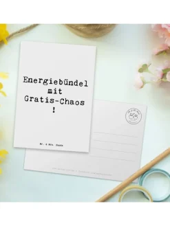 Mr. & Mrs. Panda Partyzubehör & -Dekoration<Postkarte Kinder Energiebündel mit Spruch in Weiß