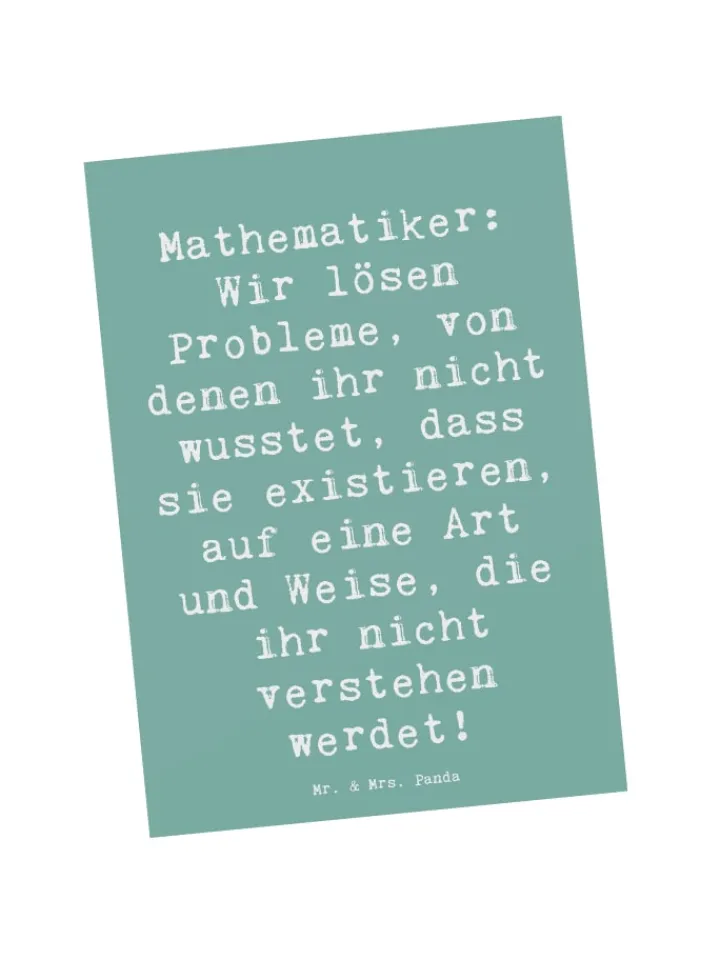 Mr. & Mrs. Panda Partyzubehör & -Dekoration<Postkarte Spruch Mathematiker Magie mit Spruch in Meeresbrise