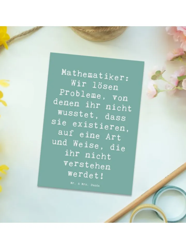 Mr. & Mrs. Panda Partyzubehör & -Dekoration<Postkarte Spruch Mathematiker Magie mit Spruch in Meeresbrise