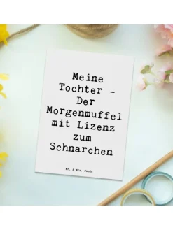 Mr. & Mrs. Panda Partyzubehör & -Dekoration<Postkarte Tochter Morgenmuffel mit Spruch in Weiß
