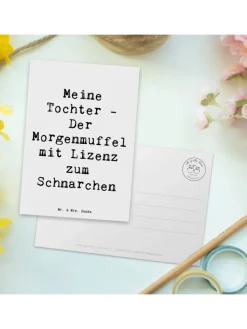 Mr. & Mrs. Panda Partyzubehör & -Dekoration<Postkarte Tochter Morgenmuffel mit Spruch in Weiß
