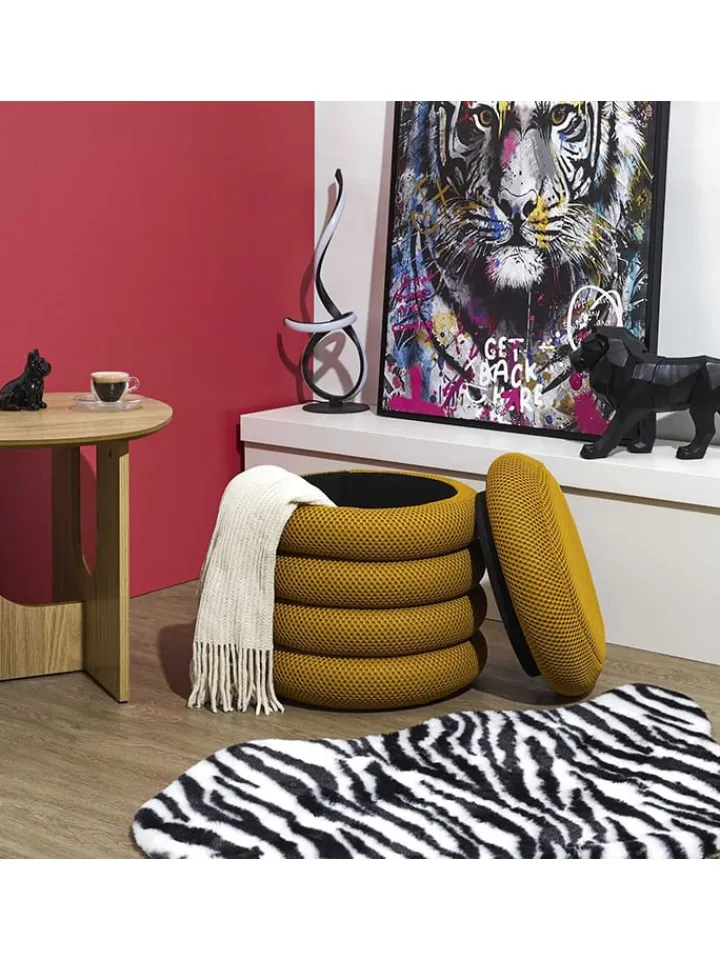 Rétro Chic Sitzmöbel<Pouf ''Atome'' in Ocker - (H)44 x Ø 38 cm