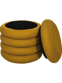 Rétro Chic Sitzmöbel<Pouf ''Atome'' in Ocker - (H)44 x Ø 38 cm