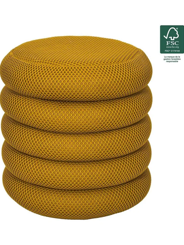 Rétro Chic Sitzmöbel<Pouf ''Atome'' in Ocker - (H)44 x Ø 38 cm