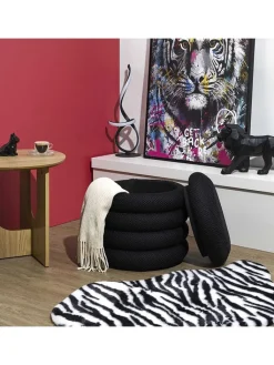 Rétro Chic Sitzmöbel<Pouf ''Atome'' in Schwarz - (H)44 x Ø 38 cm