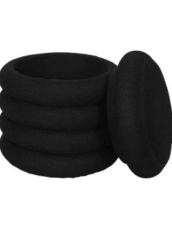 Rétro Chic Sitzmöbel<Pouf ''Atome'' in Schwarz - (H)44 x Ø 38 cm
