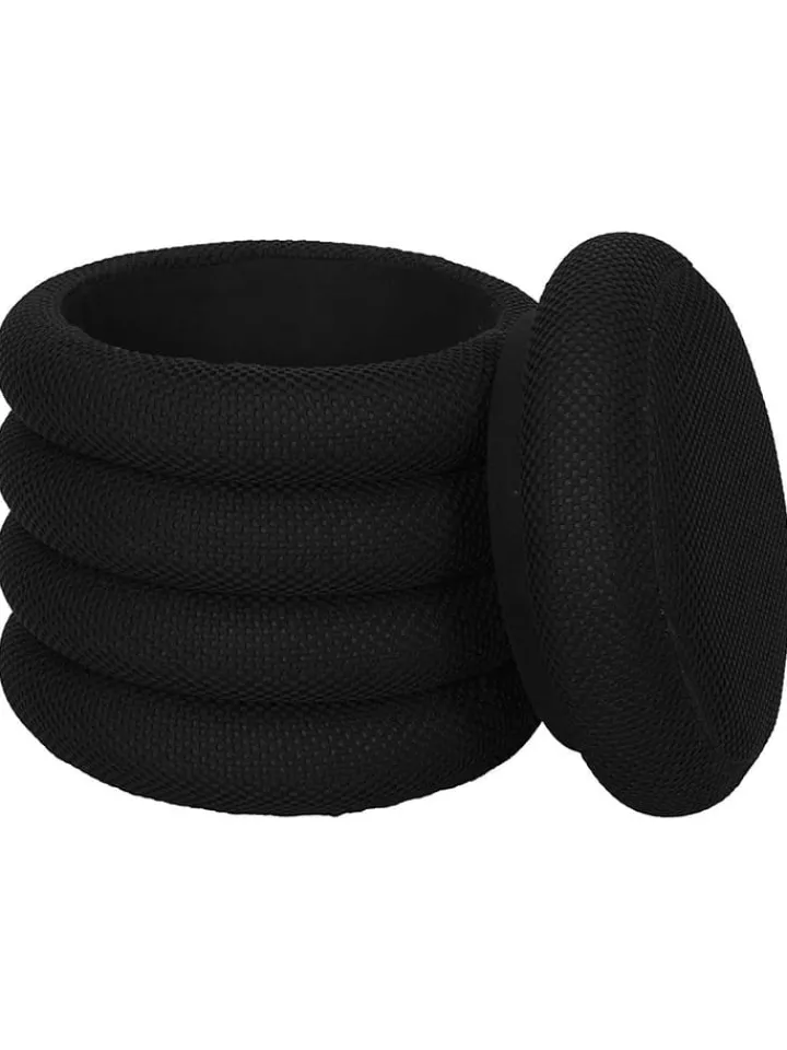 Rétro Chic Sitzmöbel<Pouf ''Atome'' in Schwarz - (H)44 x Ø 38 cm