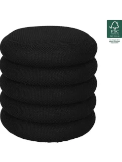 Rétro Chic Sitzmöbel<Pouf ''Atome'' in Schwarz - (H)44 x Ø 38 cm